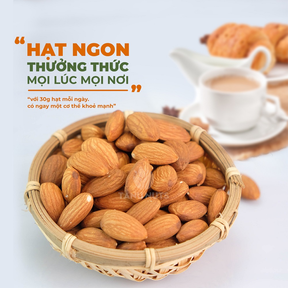 Hạt hạnh nhân sấy chín TANU NUTS ngũ cốc dinh dưỡng tốt cho bà bầu, người ăn kiêng, giảm cân