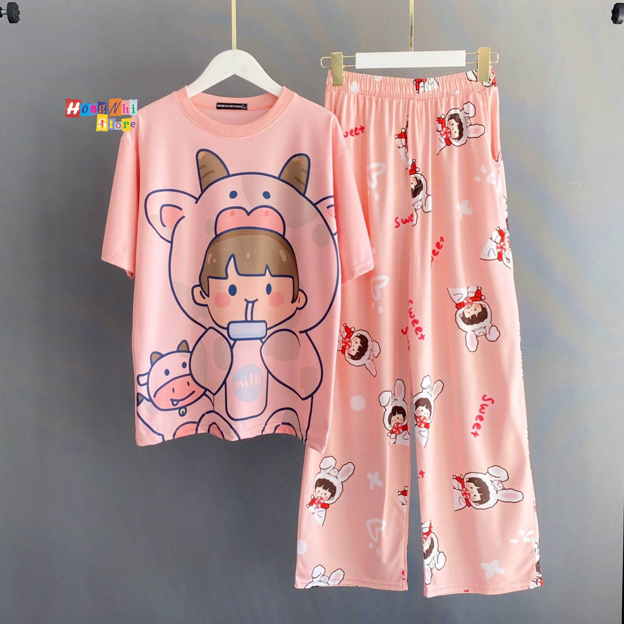 Quần Hoạt Hình Dài Cô Bé Thỏ Trắng Ống Rộng Cartoon Pant V2 Oversize Ulzzang Unisex - MM