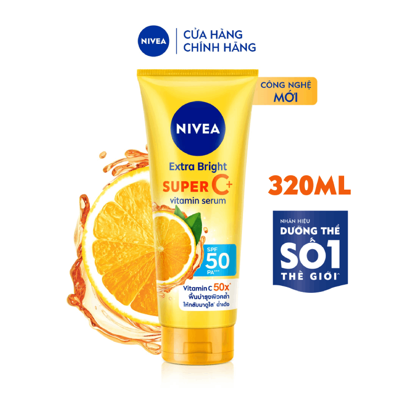 Serum Dưỡng Thể &amp; Chống Nắng SPF50 PA+++ NIVEA Vitamin Super C+ (180 ml) - 98449