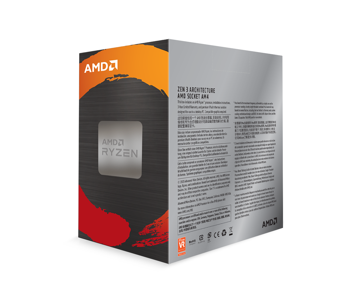 AMD Ryzen 5 5500 R5 5500 3.6 GHz 6-Core 12-sợi CPU Bộ xử lý 7NM L3 = 16M 100-000000457 Ổ cắm AM4 được niêm phong và đi kèm với quạt