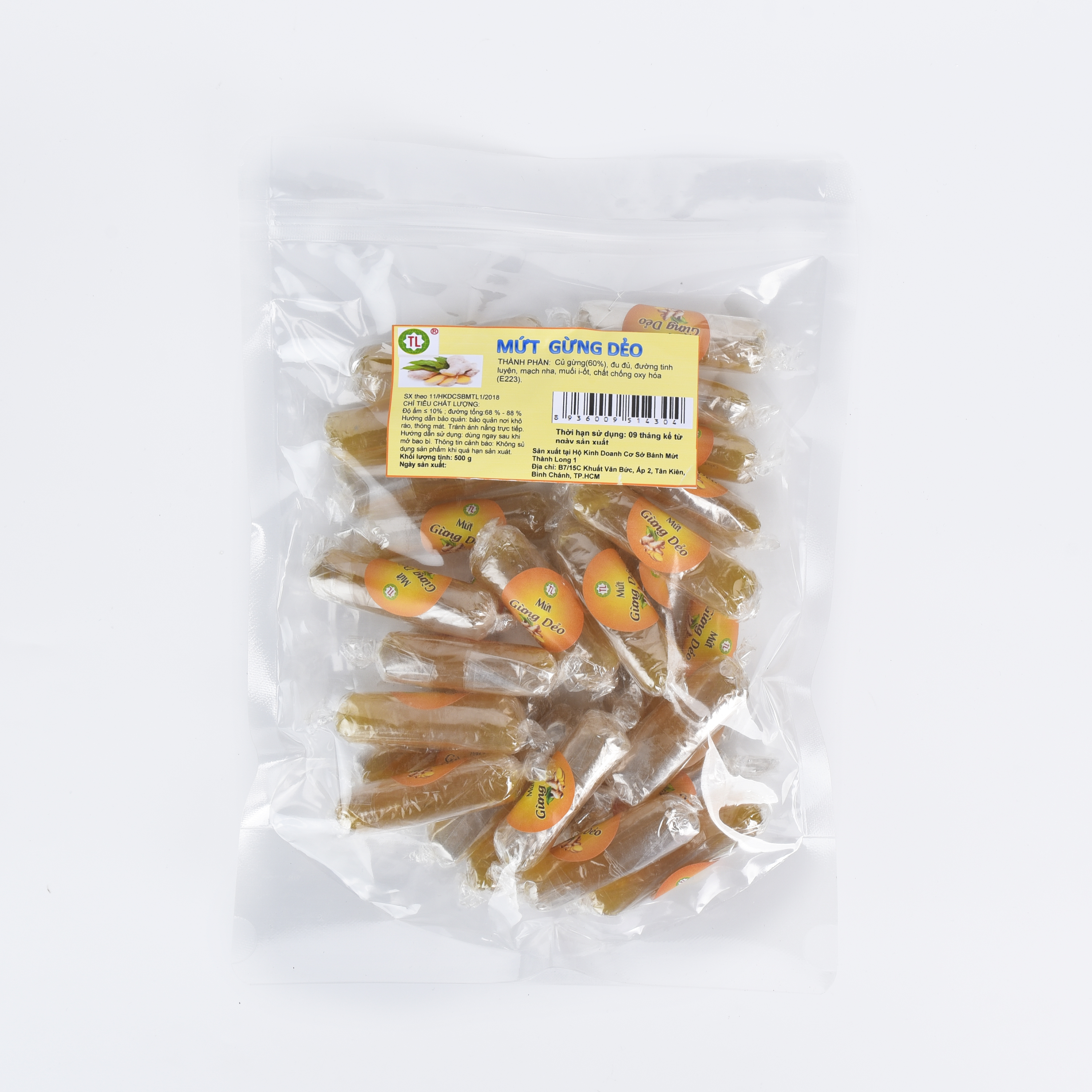 MỨT GỪNG DẺO DẠNG VIÊN THÀNH LONG 500G - VIỆT NAM