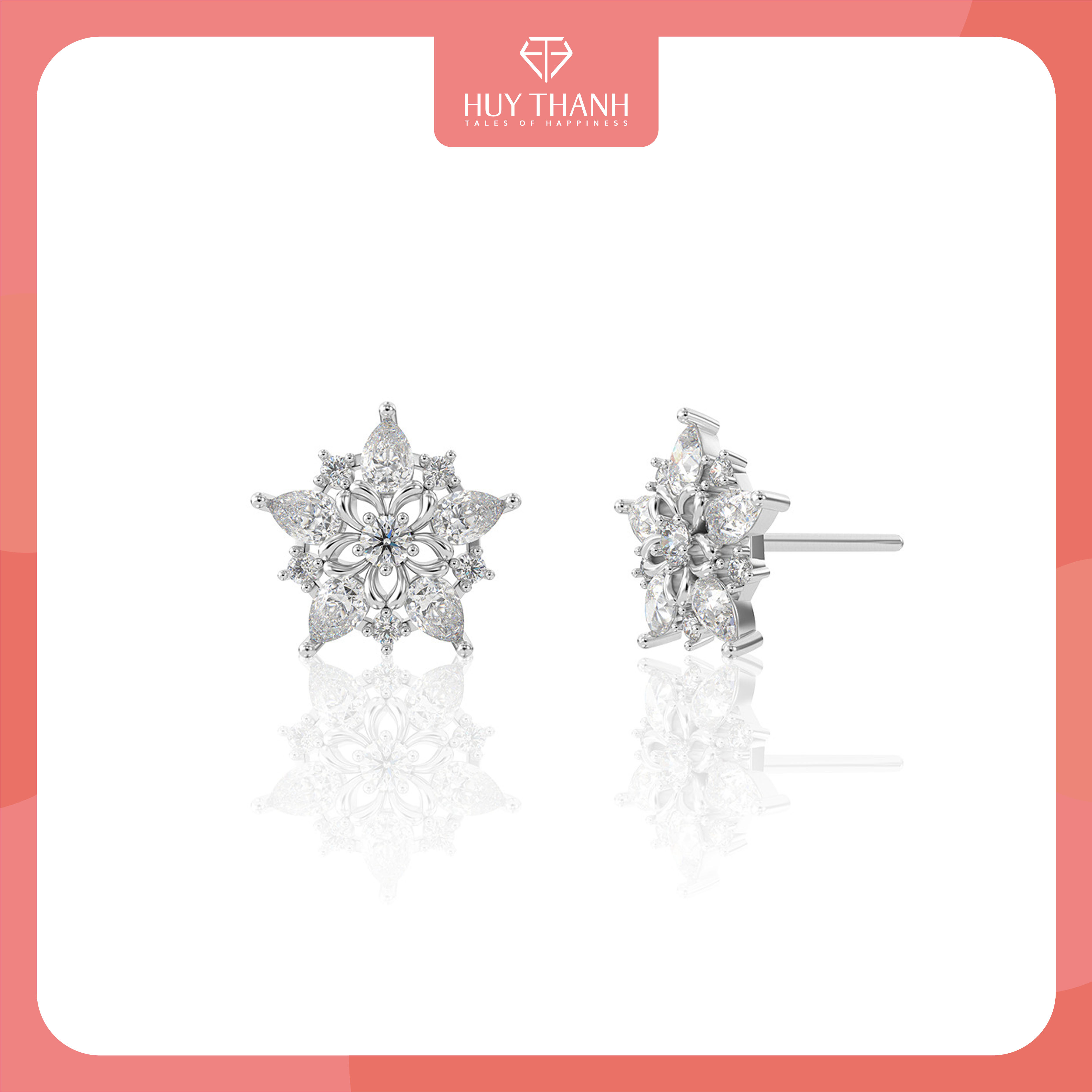Bông Tai Nữ Vàng 14K BTPTB365 Huy Thanh Jewelry