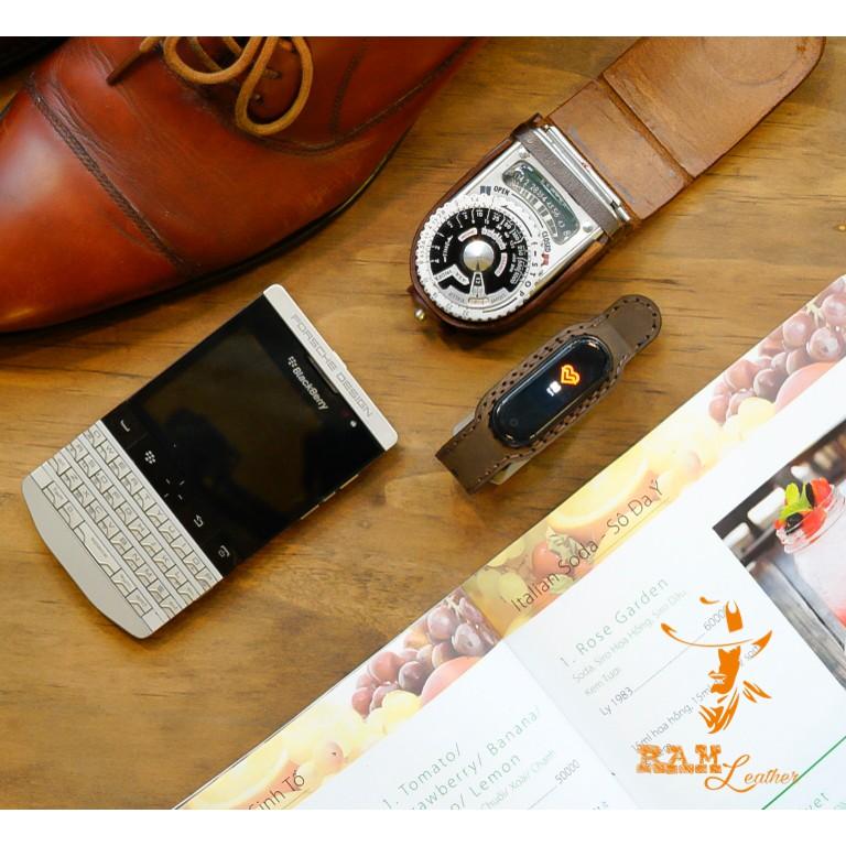 DÂY ĐỒNG HỒ CHO MIBAND 4 VÀ MIBAND 3 VER2 - DA BÒ NÂU ĐẤT