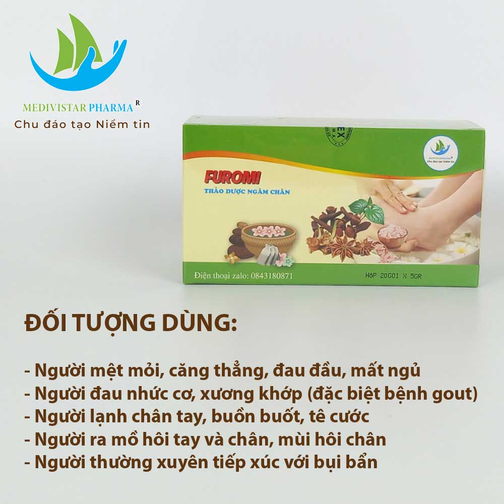 Thảo Dược Ngâm Chân FUROMI Giúp Giảm Đau Xương Khớp, Khử Mùi Hôi, Thư Giãn Tốt Cho Sức Khỏe Hộp 20 Túi Lọc