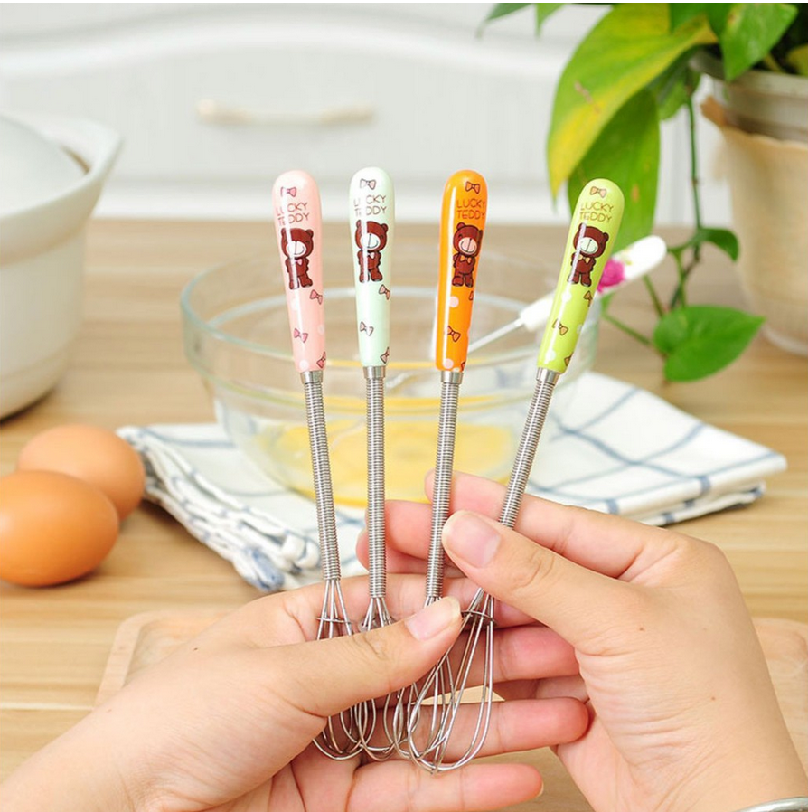 Cây đánh trứng mini hàng cao cấp - Chất liệu inox cán sứ đẹp độc đáo