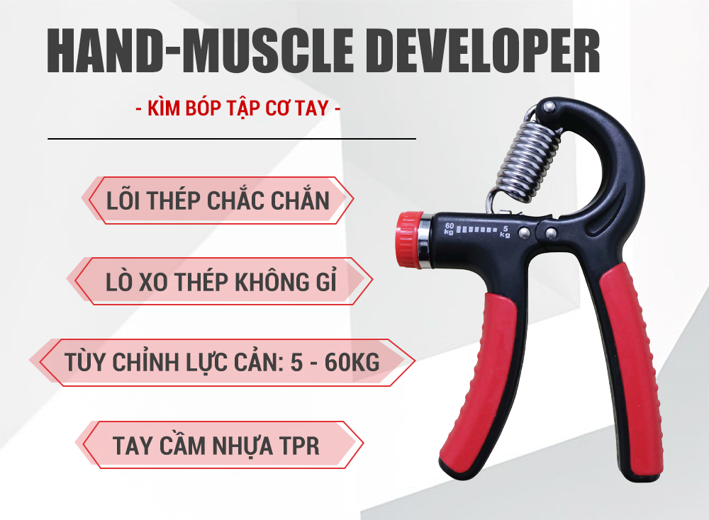 Kìm bóp tập cơ tay điều chỉnh lực 5-60kg