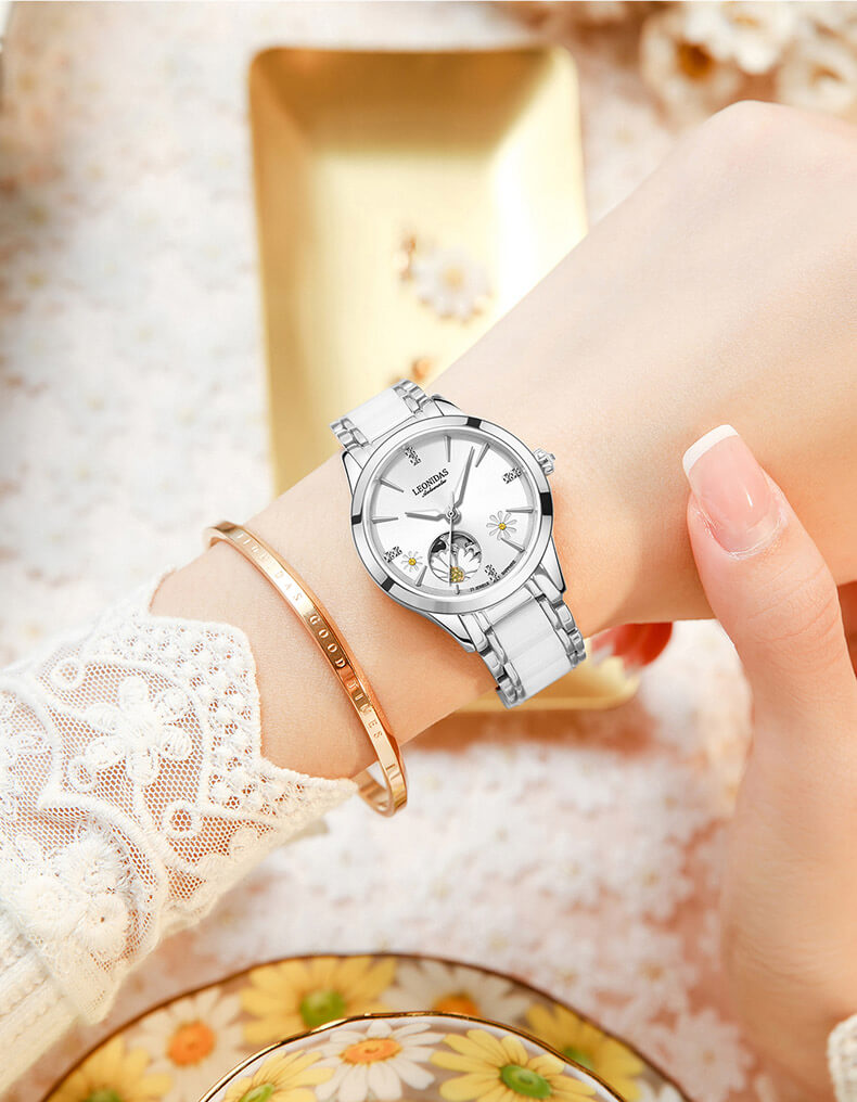 Đồng hồ nữ chính hãng LEONIDAS LD80172-2 Kính sapphire ,chống xước ,Chống nước 50m ,Bh 24 tháng,Máy cơ (Automatic)