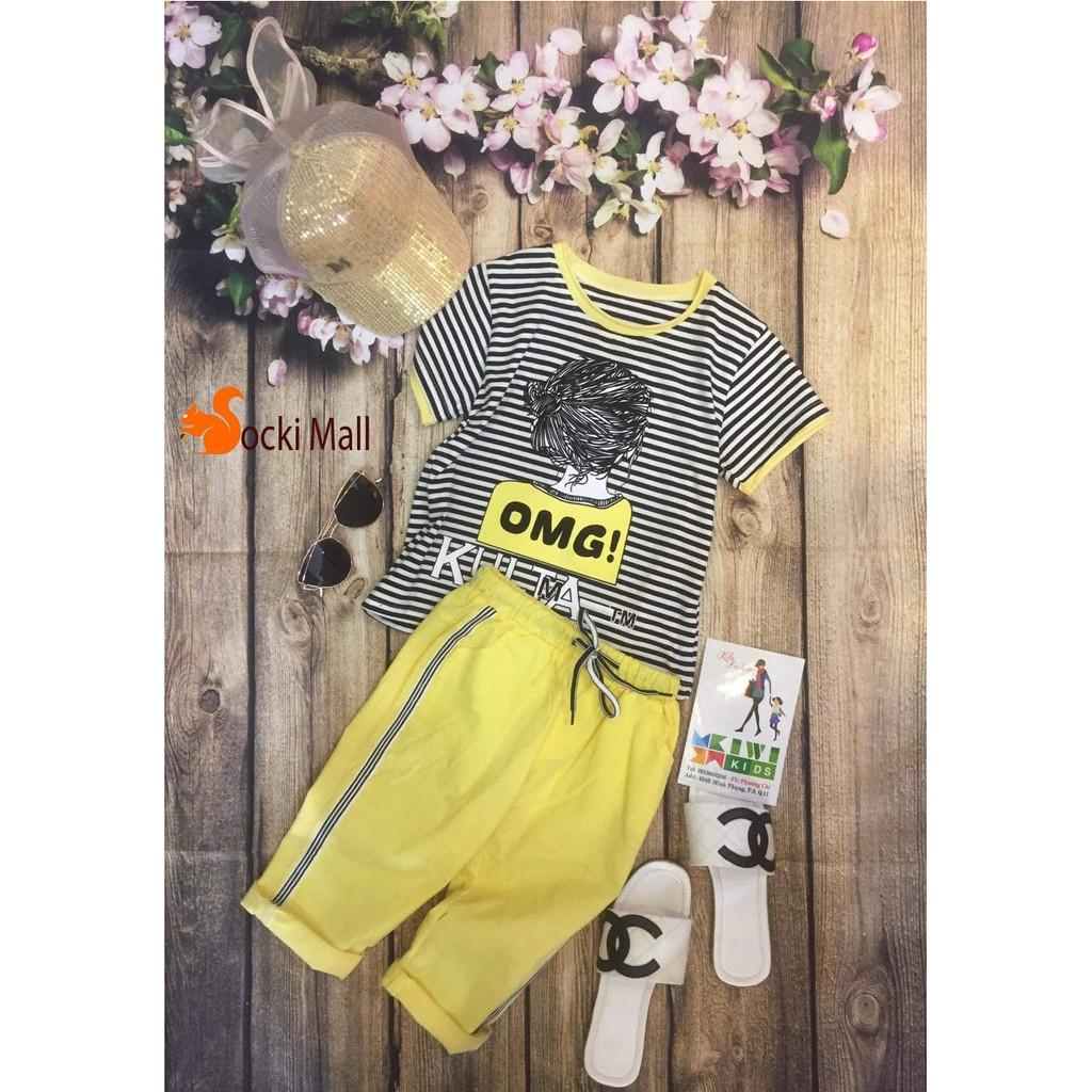 Bộ quần áo bé gái áo in sọc, kiểu quần lửng thời trang, sành điệu - Quần áo trẻ em - SockiMall.