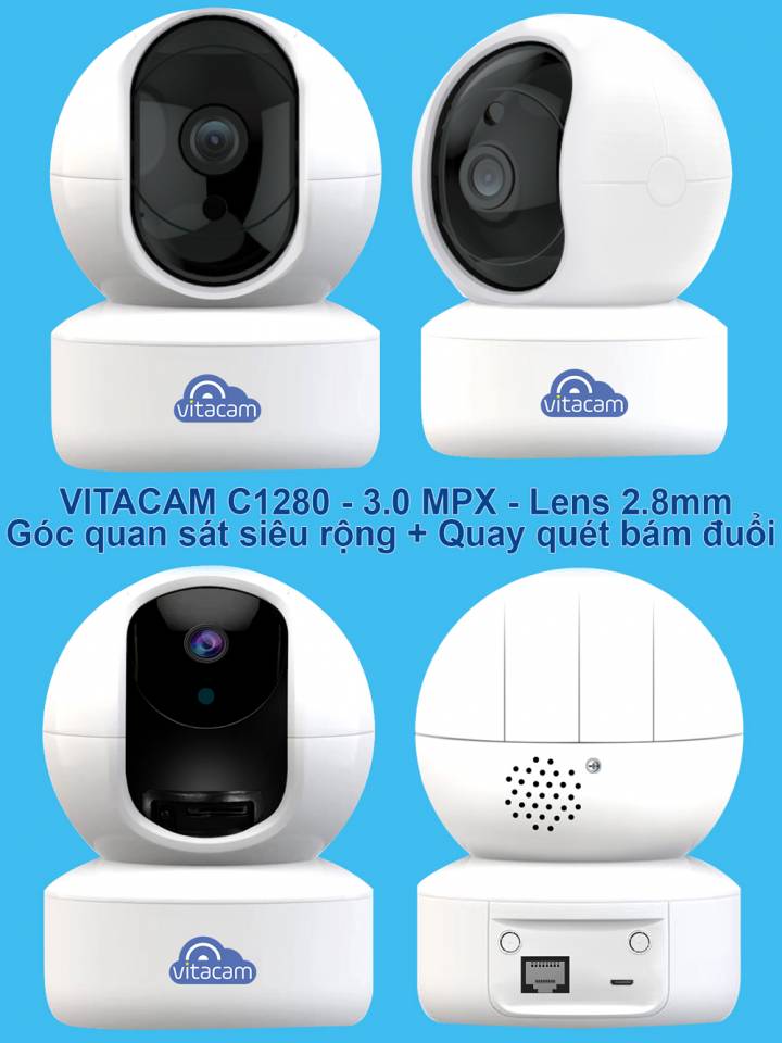 Camera IP Vitacam C1280 3.0 Mpx Ultra HD - Hàng Chính Hãng