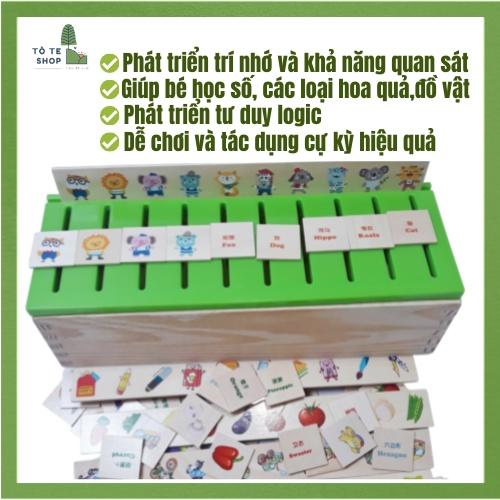 Đồ chơi thả hình gỗ theo chủ đề, bao gồm 8 chủ đề và 80 thẻ theo từng chủ đề