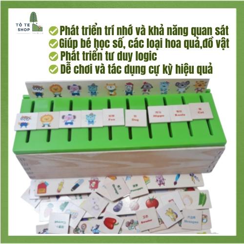 Đồ chơi thả hình gỗ theo chủ đề, bao gồm 8 chủ đề và 80 thẻ theo từng chủ đề