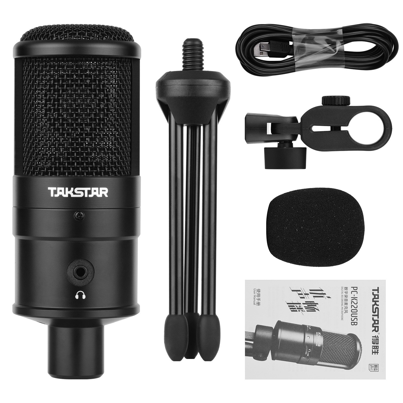 Takstar PC-K220USB - Micro Condenser Thu Âm Kỹ Thuật Số Cho Máy Tính, Điện Thoại - Hàng Chính Hãng