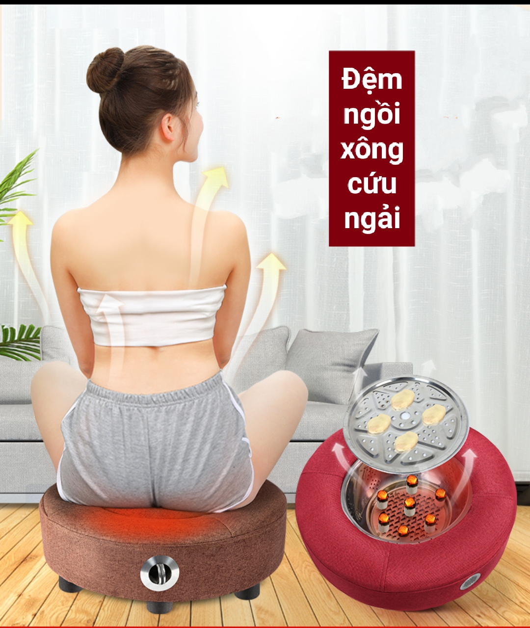 ĐỆM XÔNG TOẠ CỨU MÔNG - CẢI THIỆN THẦN KINH TOẠ -THOÁT VỊ- TRĨ. Đệm ngồi cứu ngải