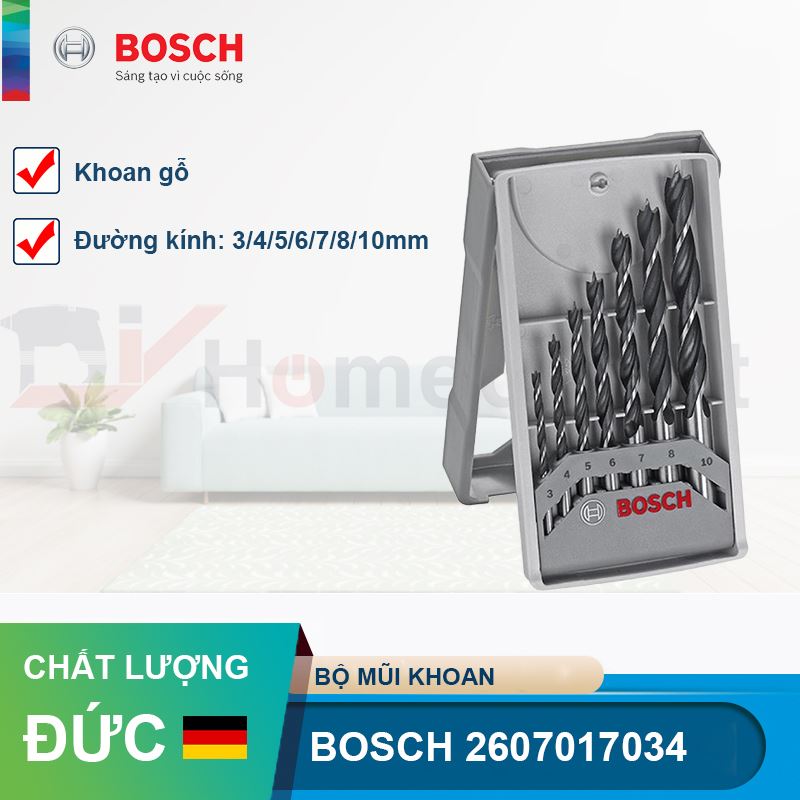 Bộ mũi khoan gỗ 7 cây Bosch 3-10mm 2607017034