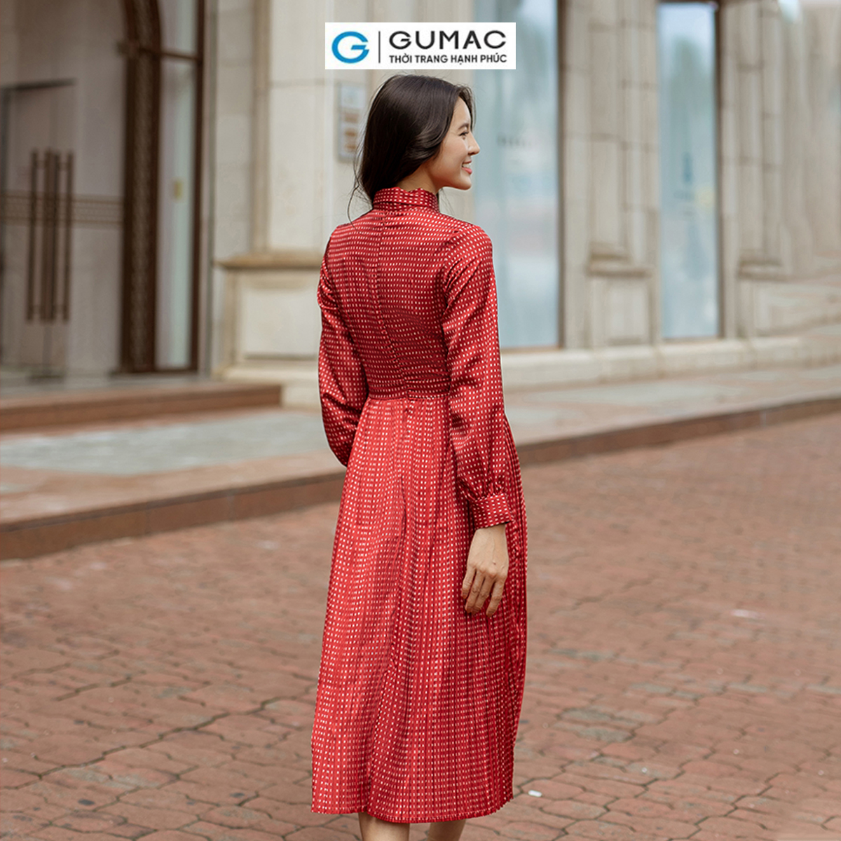 Đầm dập ly buộc nơ phong cách thời thượng thời trang GUMAC DD06042