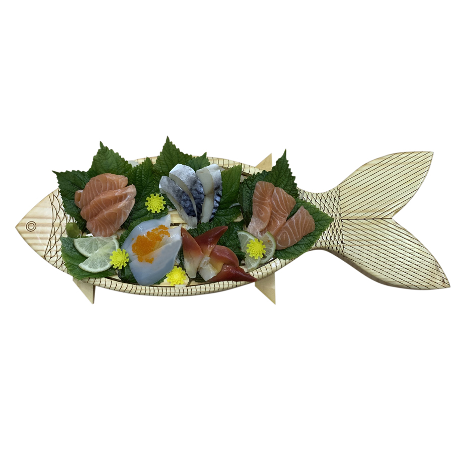 Khay Gỗ Trang Trí Sushi &amp; Sashimi Nhật Bản - Hình Con Cá - Dài 50cm