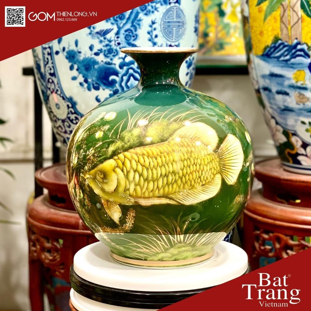 Bình Hút Tài Lộc 3D Vẽ Vàng Ngũ Kim Long - Bình Hút Lộc Bát Tràng - Gốm Thiên Long