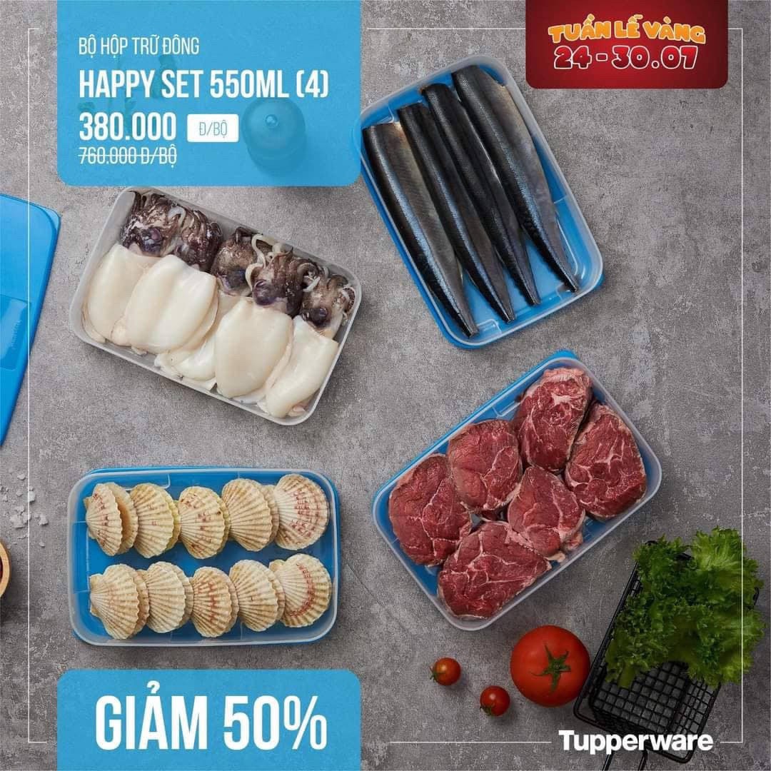 Combo 10 Hộp Trữ Đông Tupperware 650ml - Nắp Xanh - Kín Mùi - Kín Khí - Nhựa Nguyên Sinh