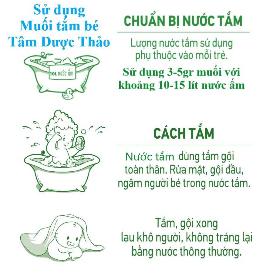 Combo 02 Hộp Muối tắm bé thảo dược Tâm Dược Thảo (400g/ Hộp) giúp bé hết rôm sẩy, hăm tã, mẩn ngứa