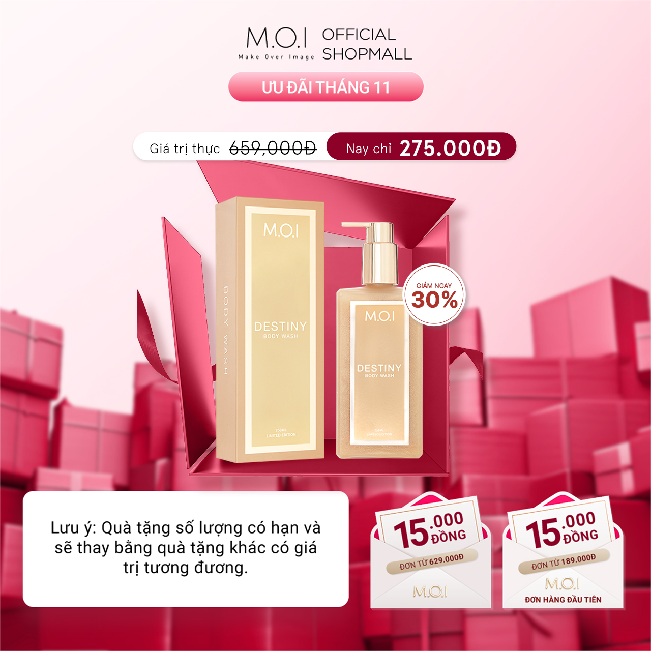 Sữa tắm dưỡng da hương nước hoa M.O.I Destiny 250ml