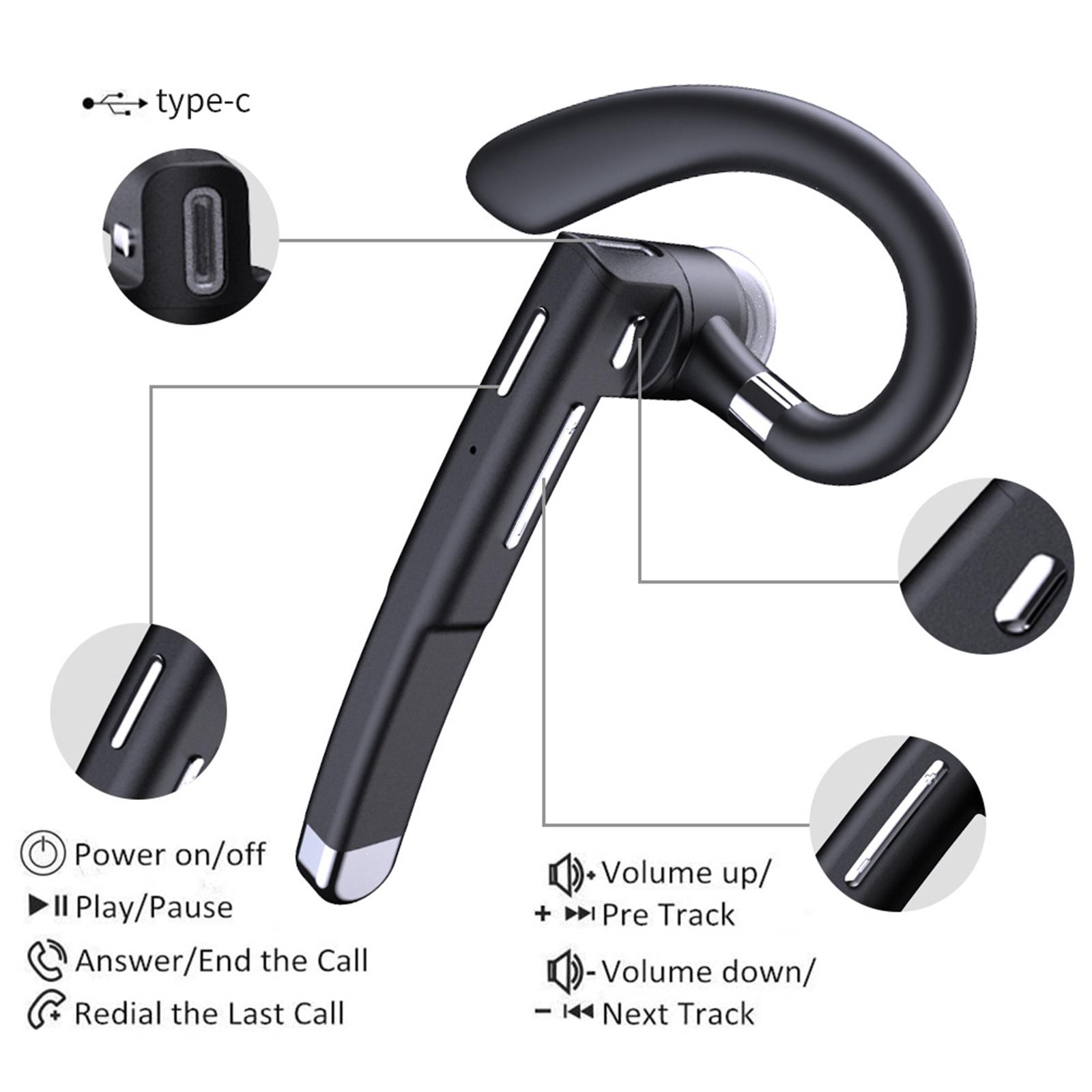 Bluetooth Headset Earpiece Noise Cancelling Headphones for Business Driving