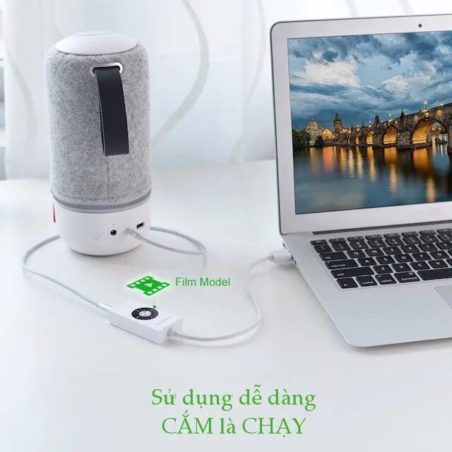 Ugreen UG3044830448TK 20CM màu Trắng Bộ chuyển USB 2.0 sang Loa + MIC chuẩn 3.5mm có điều khiển - HÀNG CHÍNH HÃNG