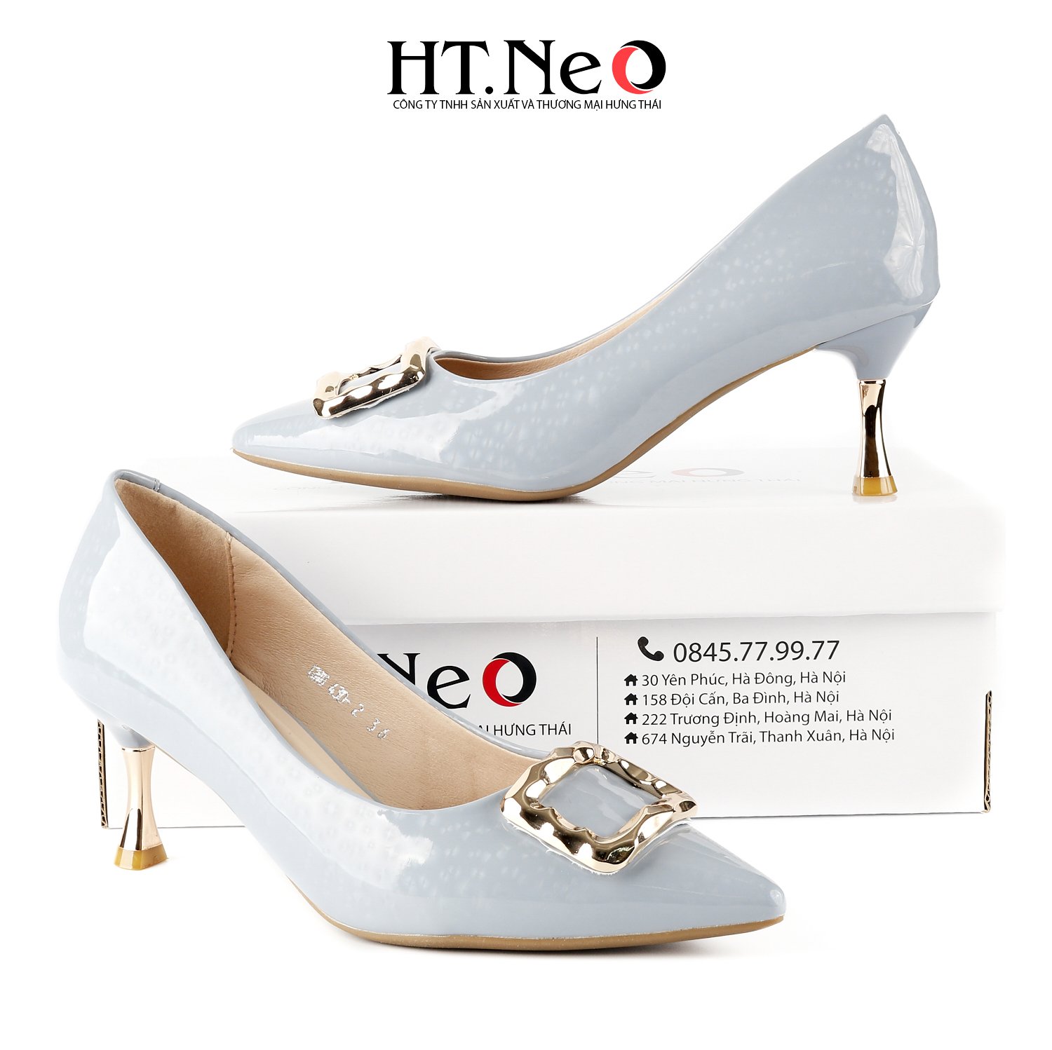 Giày cao gót 3p gót nhọn, khuy vuông thiết kế trẻ trung, sang trọng, lấp lánh cực tôn dáng, đi cực êm chân, thoải mái CS245