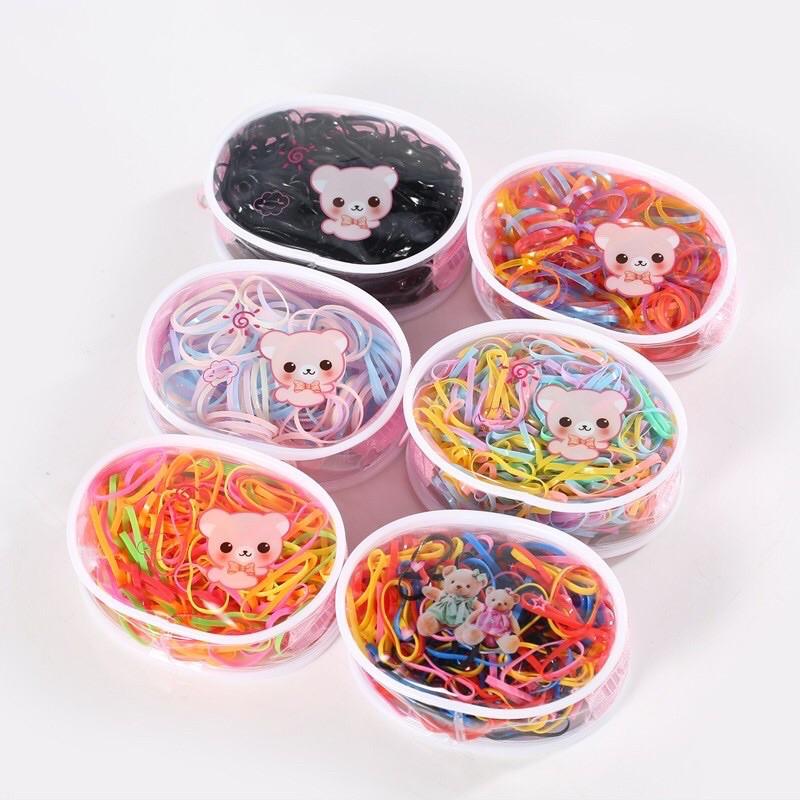Set 200 Dây Chun Buộc Tóc Co Giãn Dễ Thương Cho Bé Gái