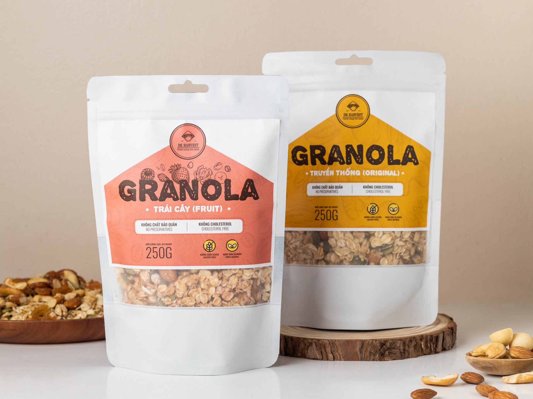 Granola Siêu Hạt DK Harvest - 5 loại hạt ngũ cốc Giảm Cân Nướng Mật Ong, Không Đường - Trọng lượng 500g