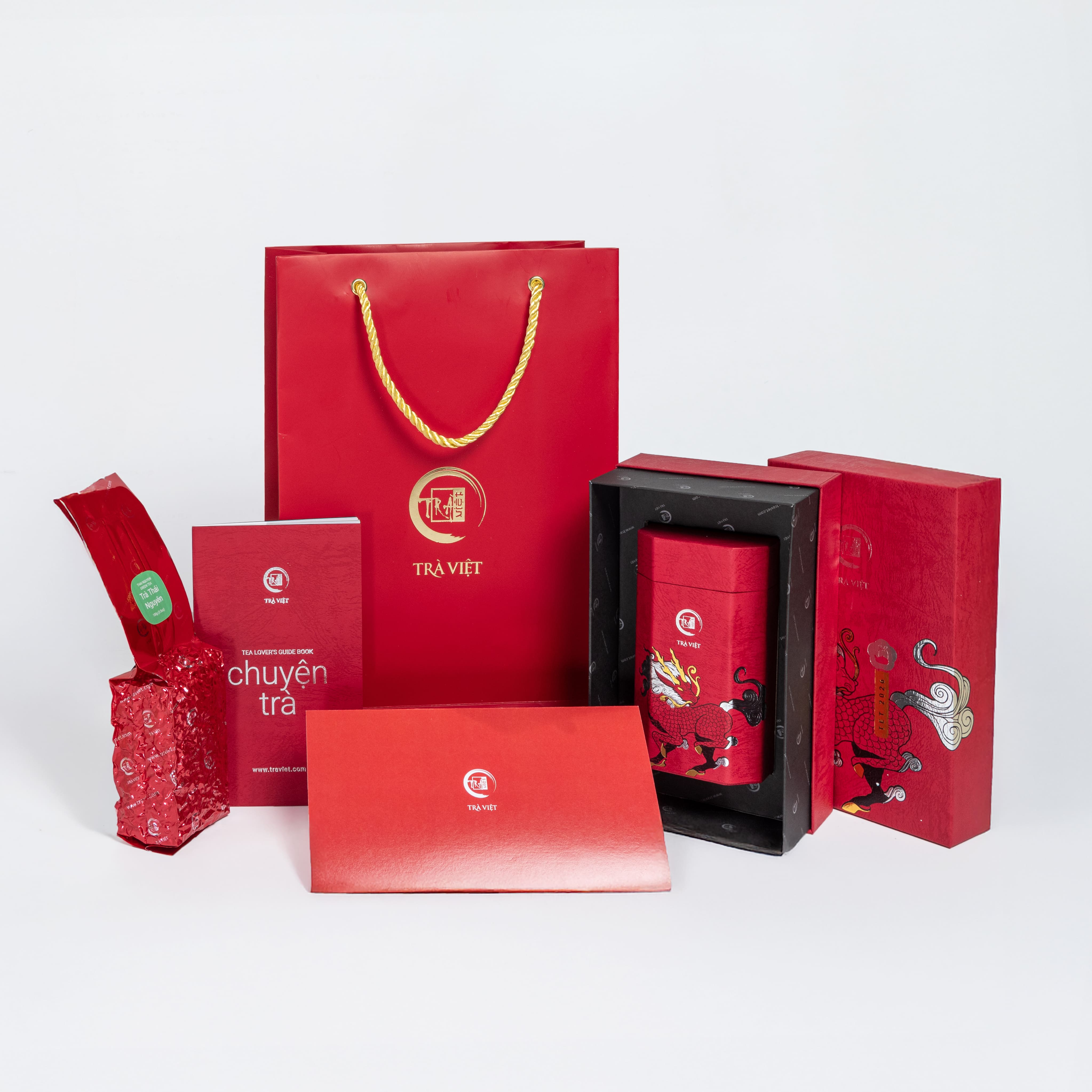 [ Quà Tết Cao Cấp - TRÀ VIỆT ] – Hộp Quà Tâm Phúc Giấy Gân Nổi Mỹ Thuật – Quà Tặng Sang Trọng