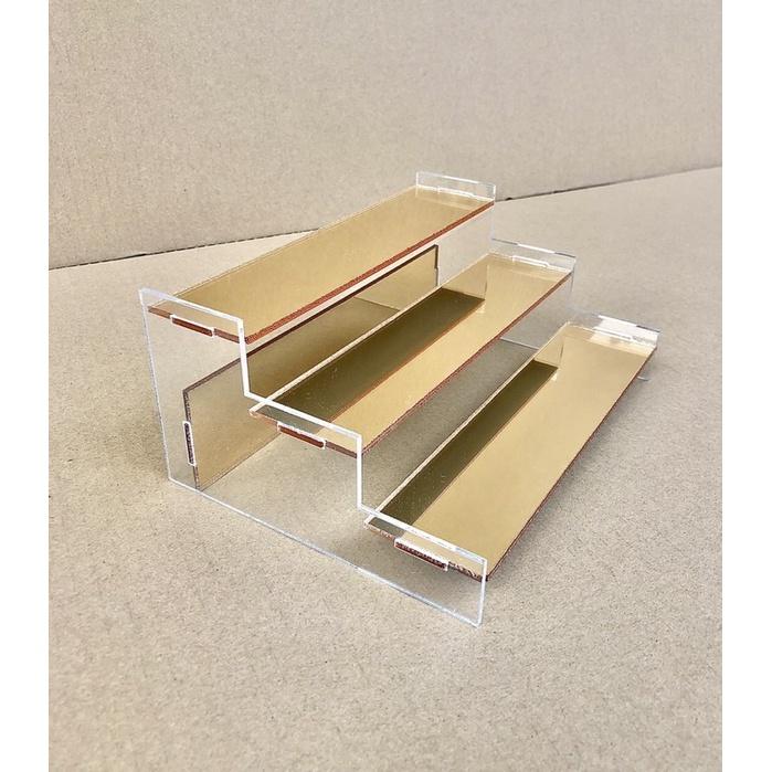Kệ mica tráng gương dài 20cm, rộng mỗi tàng 5cm, cao mỗi tầng 3cm, lắp ghép, nhiều kích thước - 5 Tầng