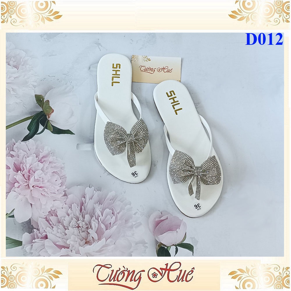 Dép Kẹp Nữ Đính Đá Đế Bệt - D012
