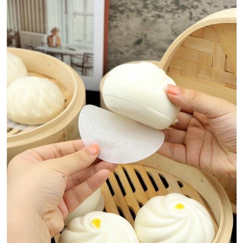 500 tờ Giấy nến tròn cắt sẵn lót bánh bao, dimsum