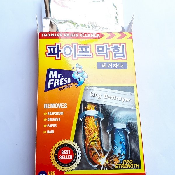 Combo 4 hộp 8 gói bột thông tắc làm sạch đường ống Mr. Fresh Hàn Quốc (100g/gói)