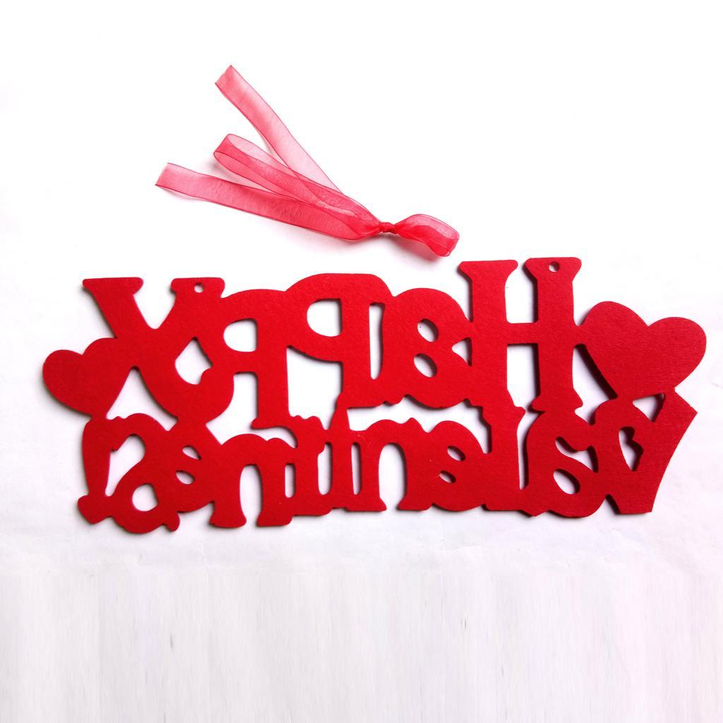 Romantic Non-woven Happy Valentines Home Decor Wall Door Hanging Sign Plaue