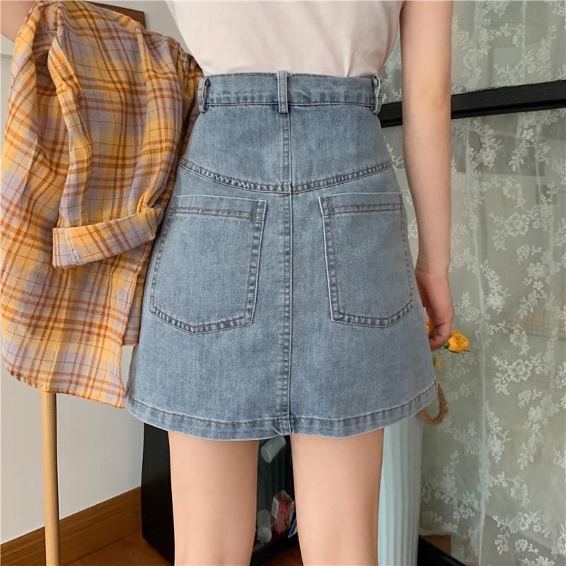 Quần giả váy đan dây chất jeans mẫu mới 2021