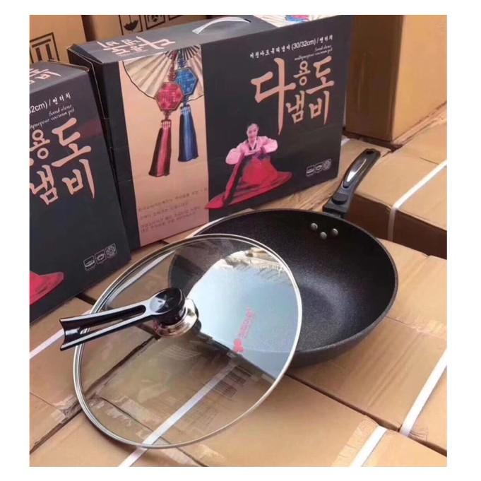 Chảo Hàn quốc chính hãng IH 5 đáy nắp kính không khói