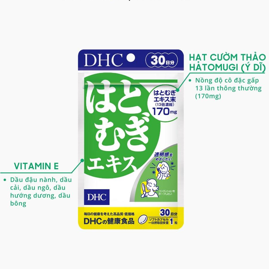 Viên uống trắng da DHC Nhật Bản Adlay Extract 30 Ngày