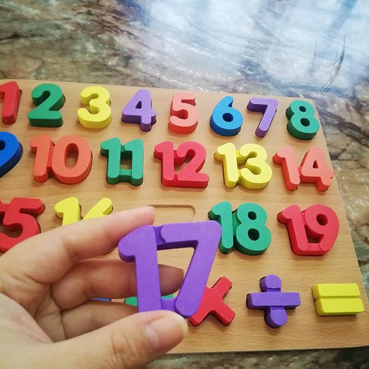 Đồ chơi bảng gỗ nổi chữ số 1-20 và phép tính cho bé - bảng số bằng gỗ thông minh giúp bé phát triển tư duy trí tuệ