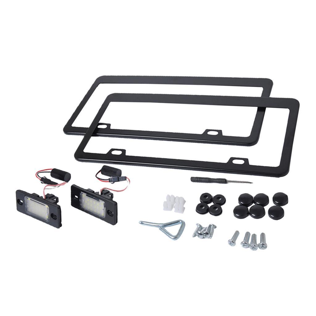 Black License Plate Lamp and License Replacement Frame Fit For Porsche