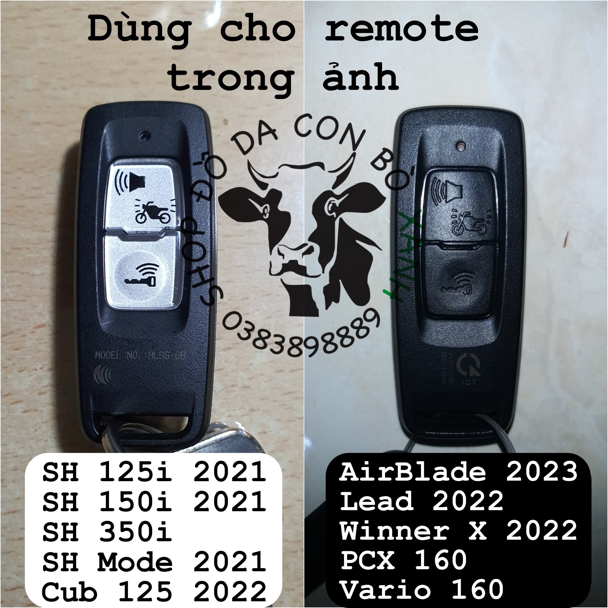 Bao Da dành cho Chìa Khóa Honda SH 2021 (loại 2 nút bấm), SH 2022, SH 350i, SH Mode, Lead 2022, Cub 2021