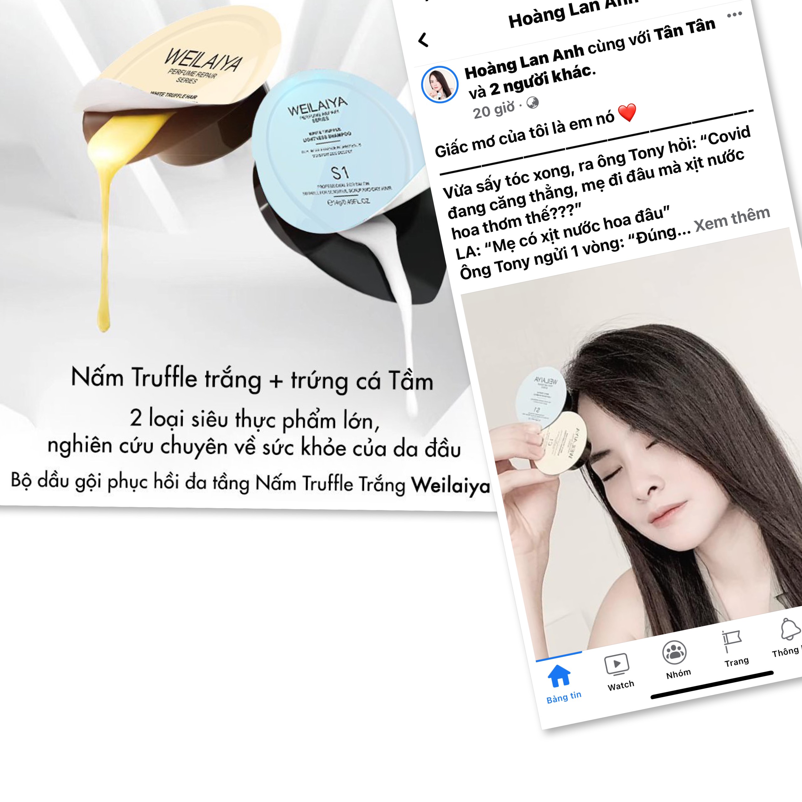 Set gội xả nấm mini Truffle Weilaiya phục hồi đa tầng, giúp tóc mềm mượt 28g