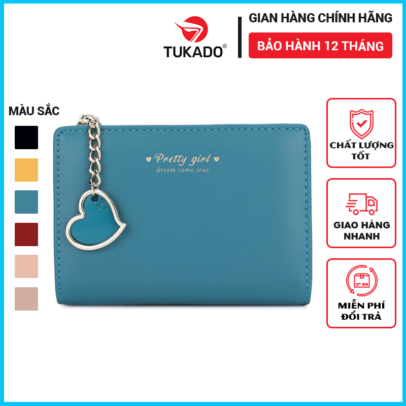 Ví Nữ Ngắn Mini Cầm Tay Chính Hãng TAILIAN Gập 2 Nhỏ Gọn Móc Khóa Trái Tim Dễ Thương Đẹp Giá Rẻ TL06