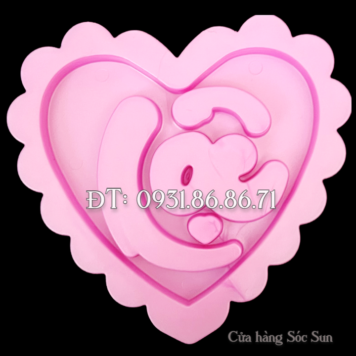 Khuôn ép xôi 4 mặt hình tim Phúc Lộc Thọ Hỷ loại 11 cm – Mã số 1915