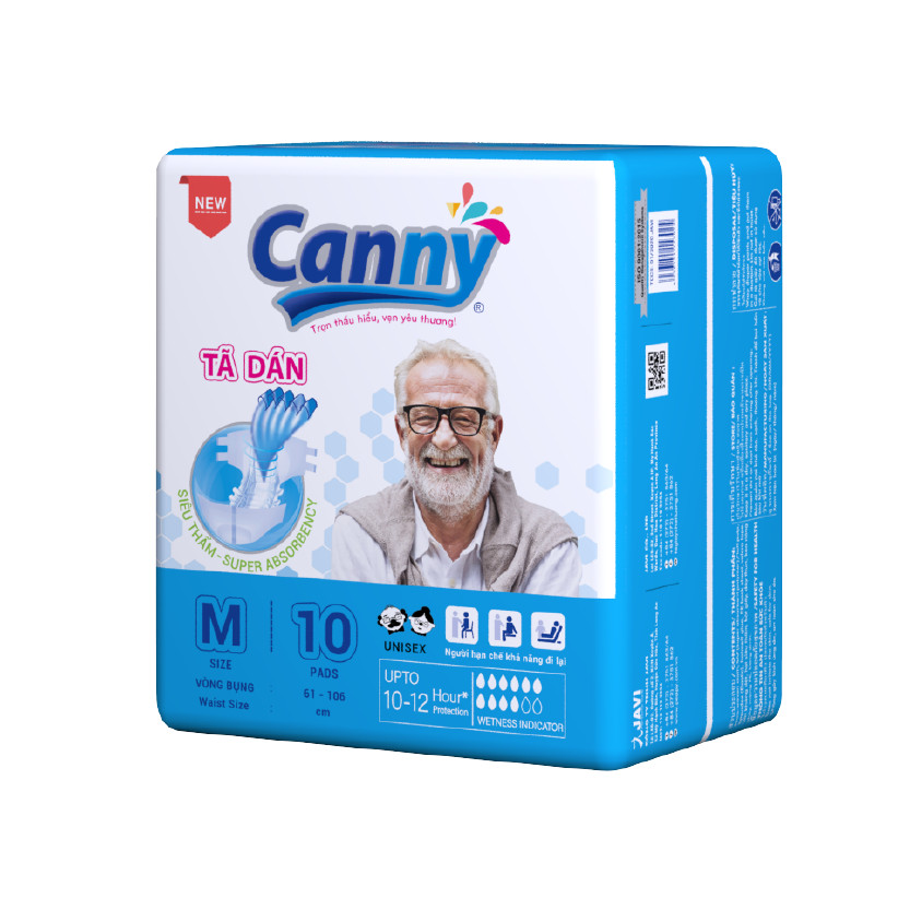 Combo 3 gói Tã Dán Người Lớn Canny Siêu Mềm, Siêu Thấm, Kháng Khuẩn Size M10, M/L10 (10miếng)