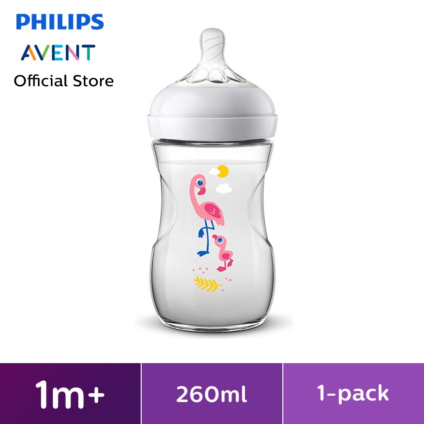 Bình sữa mô phỏng tự nhiên Philips Avent Flamingo Hippo 260ml SCF627/42 SCF627/41