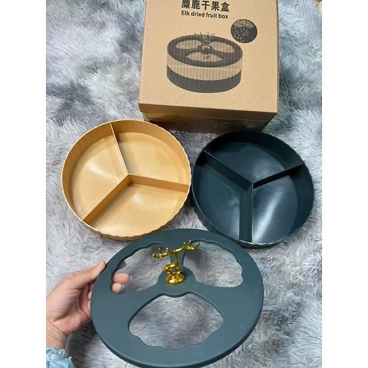 Khay Mứt Tết Sừng Hươu Mạ Vàng Siêu Sang - Khay Đựng Bánh Kẹo 2 Tầng Mẫu Mới Nhất