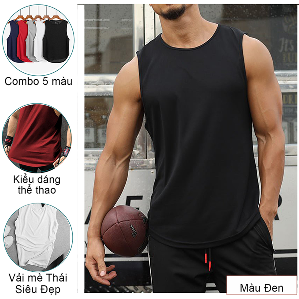 Áo ba lỗ tanktop nam, áo sát nách thể thao dáng basic cho gymer, chất liệu cao cấp mặc đi tập, chơi thể theo - Màu đen