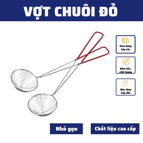 Vợt vớt/múc trân châu, topping nha đam thạch vợt múc lẩu,đồ chiên chuôi đỏ inox cao cấp tiện lợi nhỏ gọn an toàn sử dụng