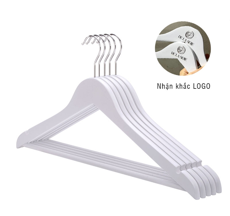 Móc gỗ treo quần áo thanh ngang trắng 44.5cm